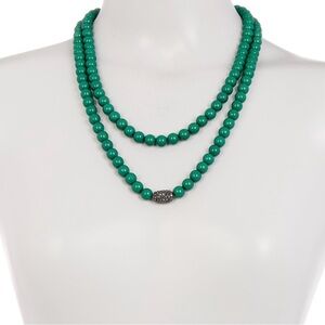 🎀 5/$25 NWT 14th & Union Green Bead and Black Pave Crystal Accent Bead Necklace
